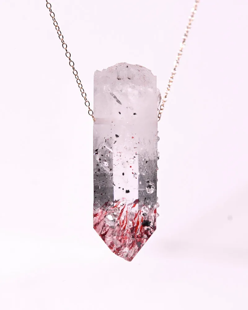 Brandberg Quartz Hematite Necklace 14k Gold