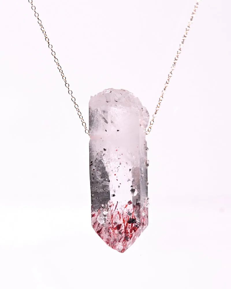 Brandberg Quartz Hematite Necklace 14k Gold
