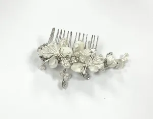 Bridal Pearl & Shell Comb With Crystal Embellishment