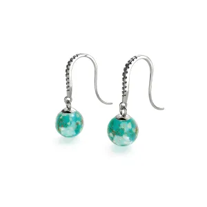 Cactus | .925 Sterling Silver | Firefly Glass Huggie Earrings