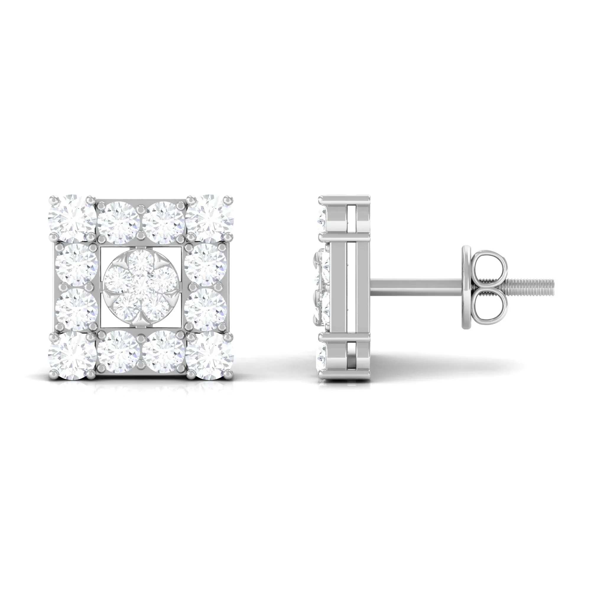 Certified Moissanite Square Stud Earrings