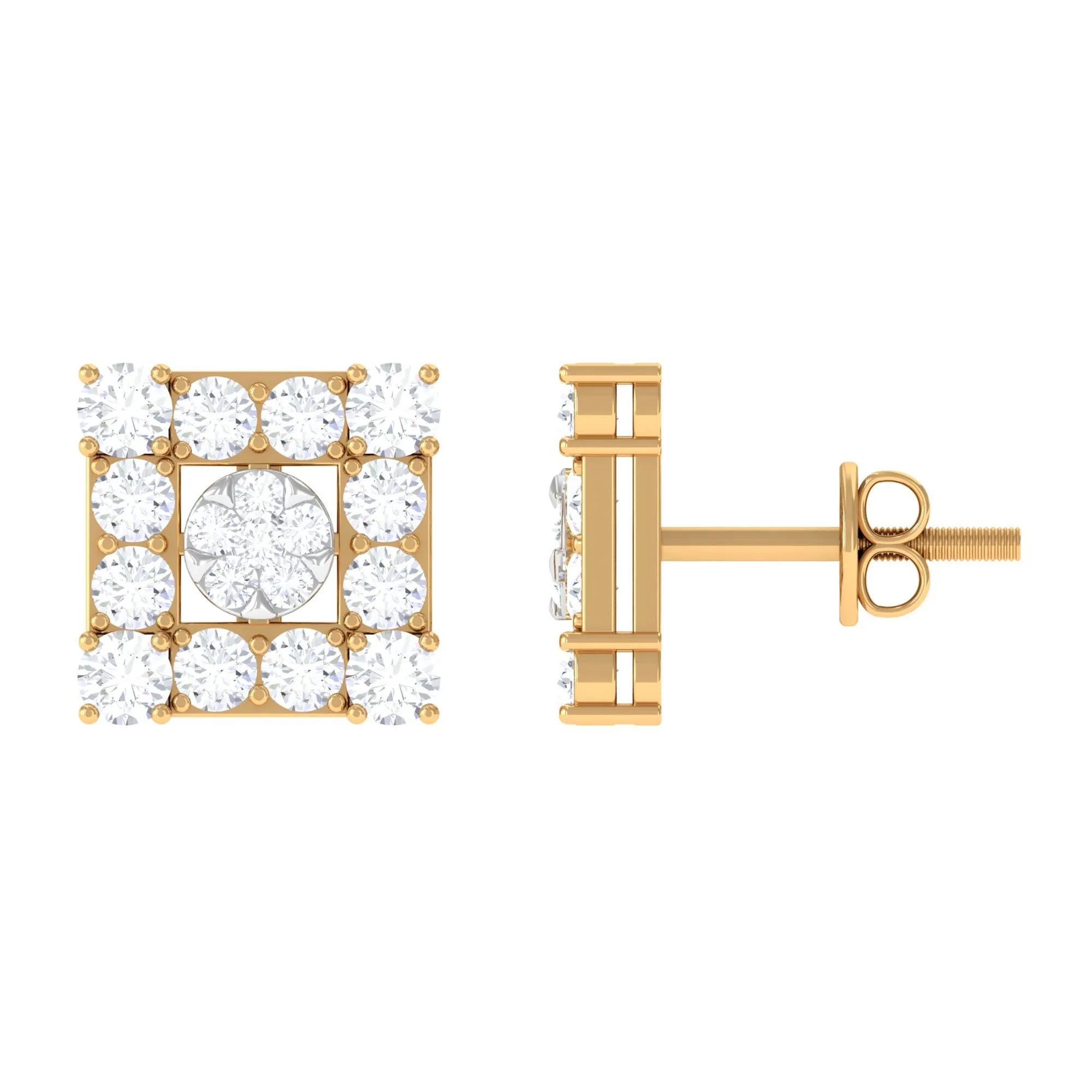 Certified Moissanite Square Stud Earrings