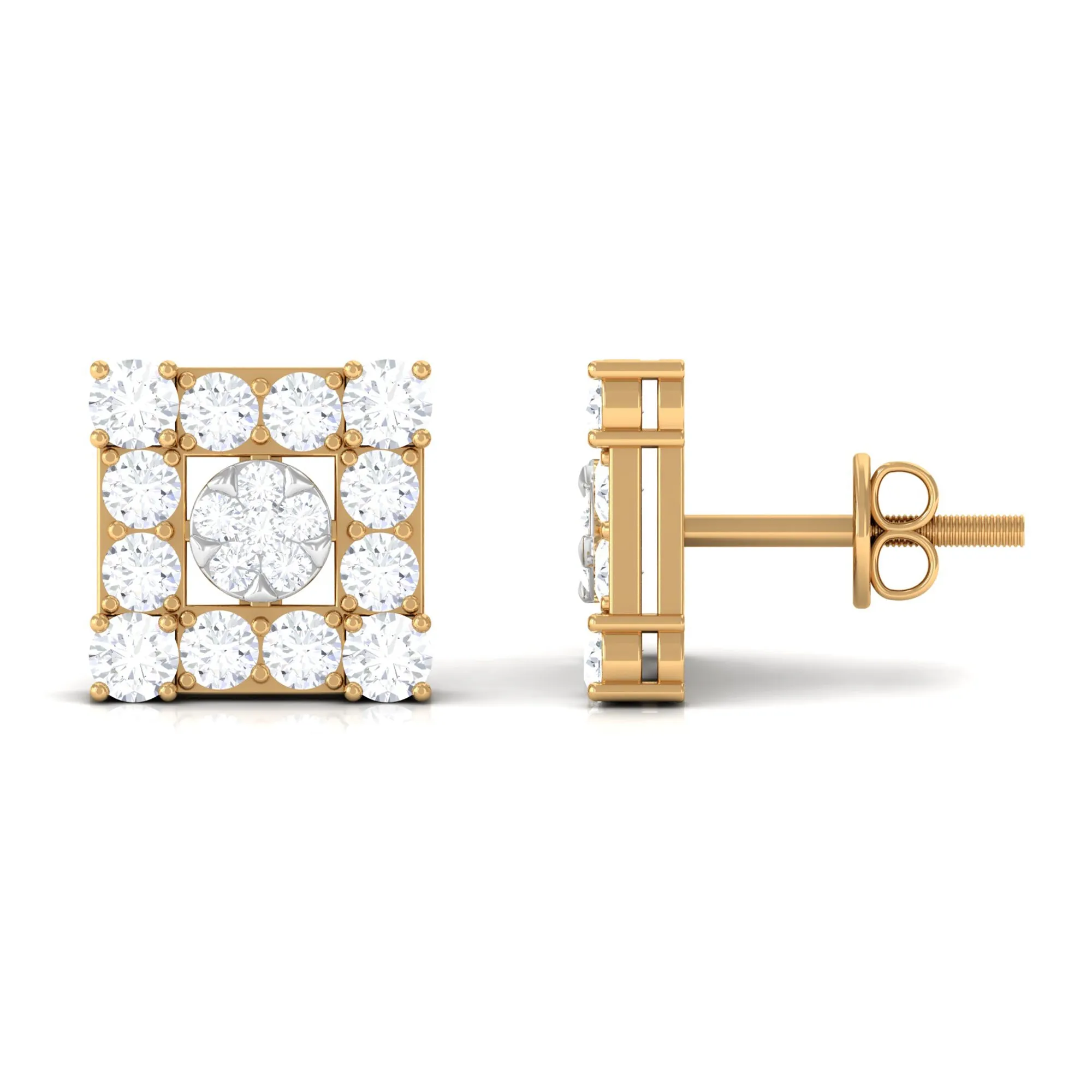 Certified Moissanite Square Stud Earrings