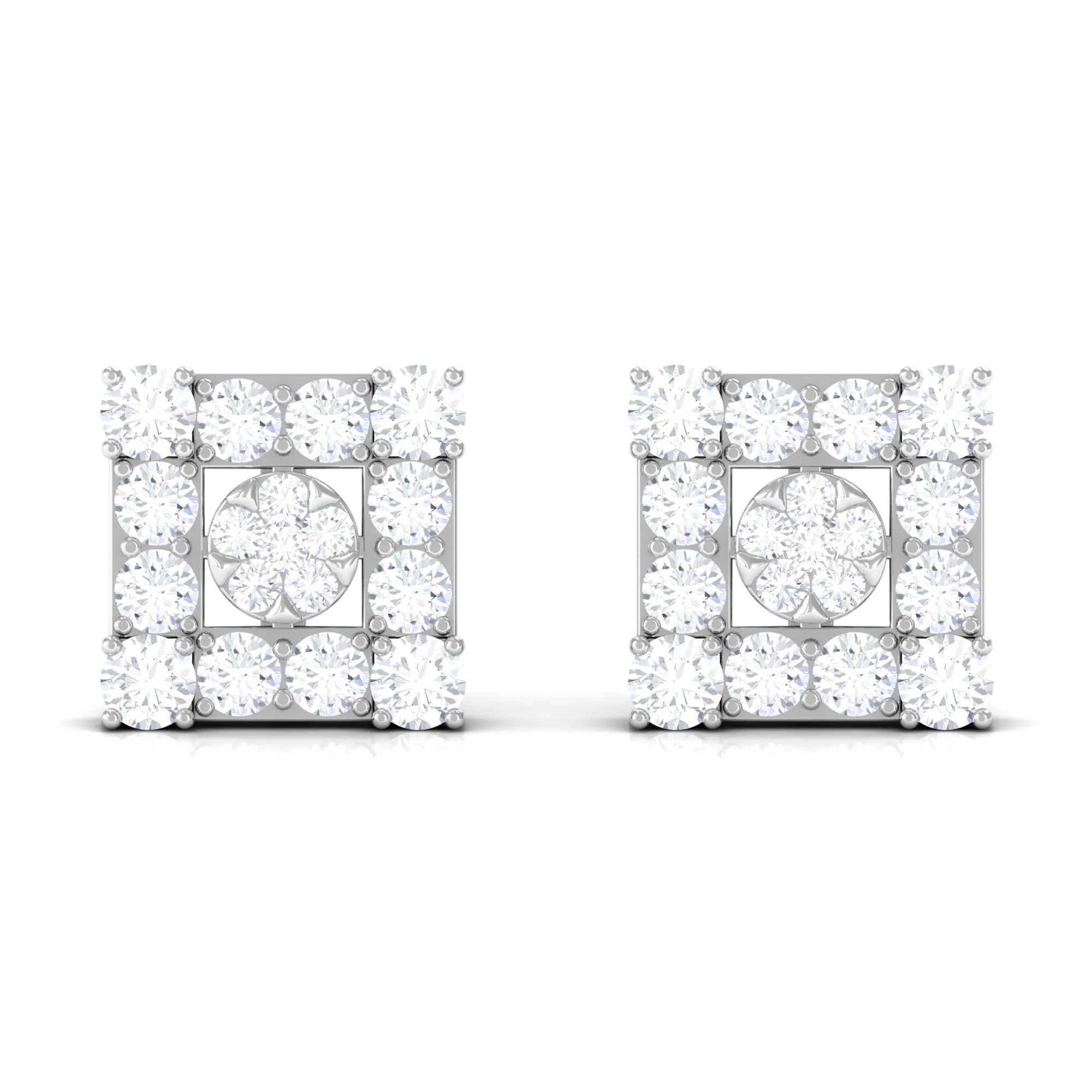 Certified Moissanite Square Stud Earrings