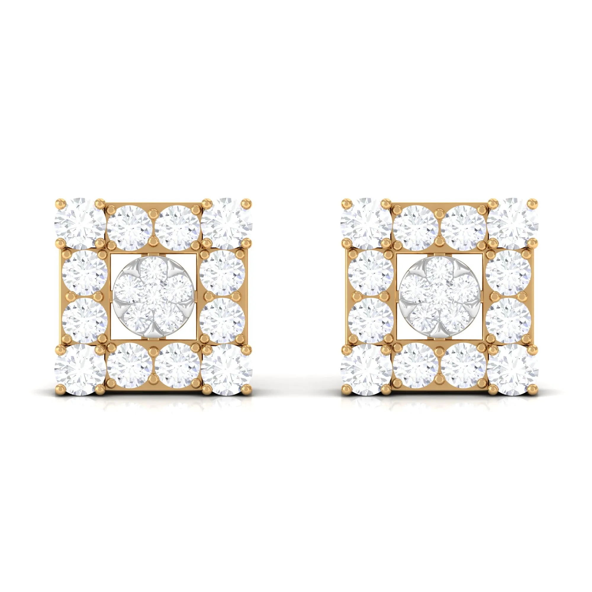 Certified Moissanite Square Stud Earrings