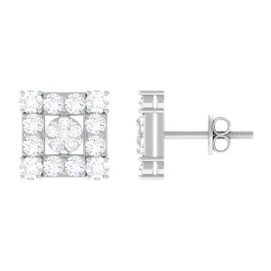 Certified Moissanite Square Stud Earrings