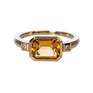 Citrine & Diamond 14K Yellow Gold Ring