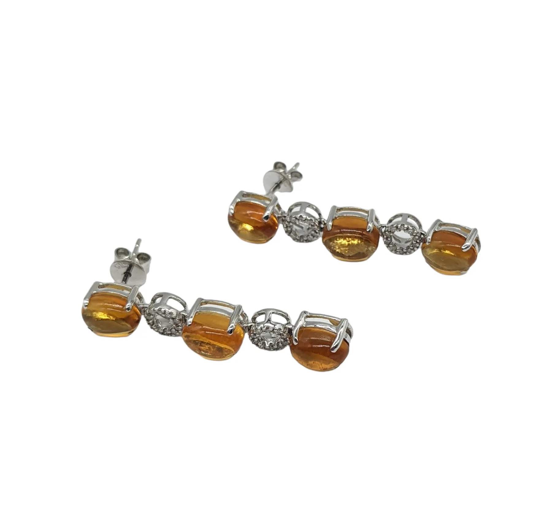 Citrine and Diamond Dangle Earrings