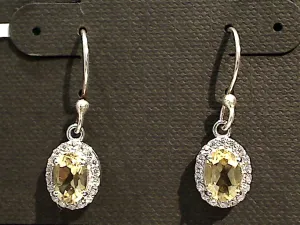 Citrine, CZ, Sterling Silver Earrings