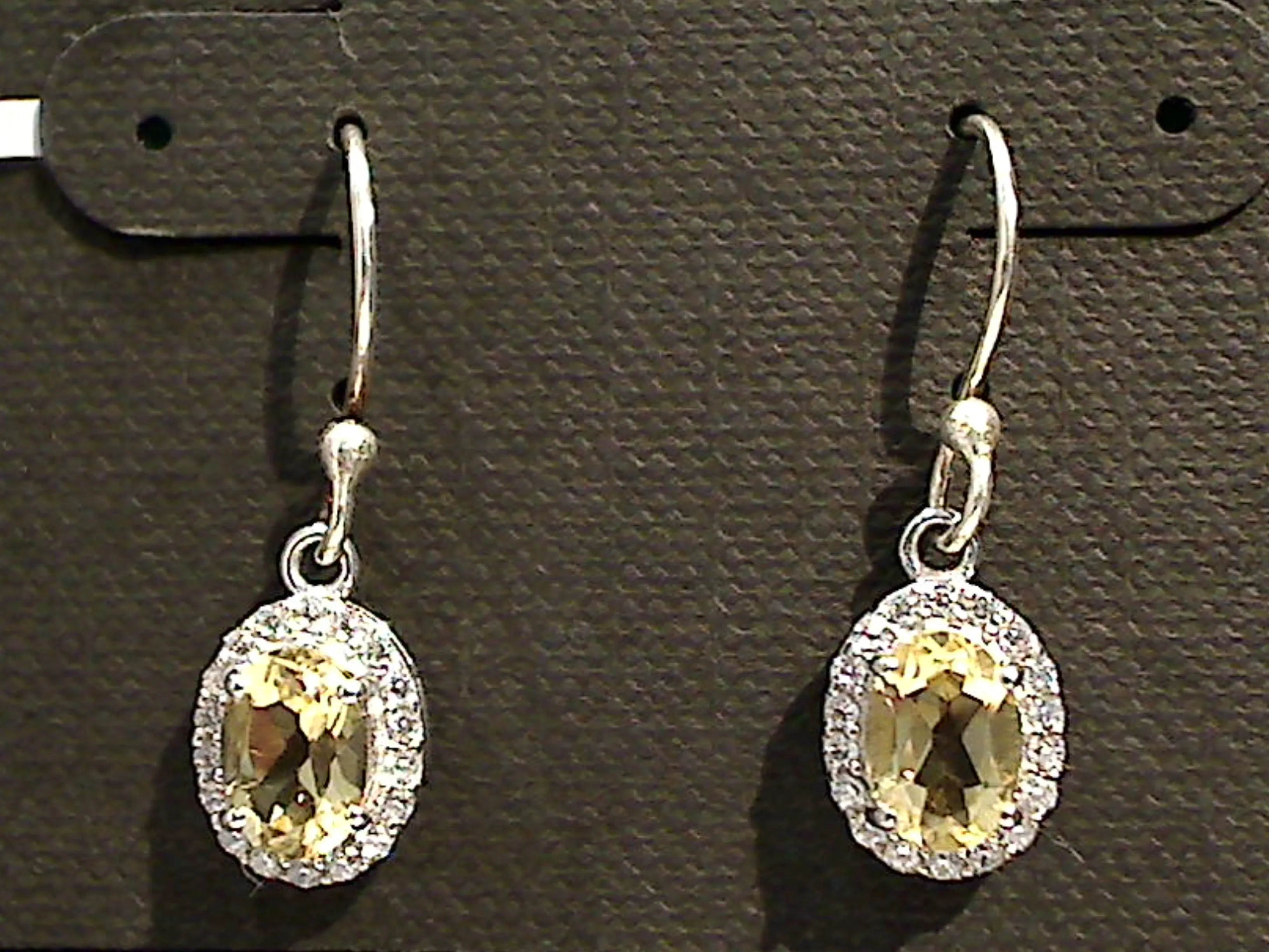 Citrine, CZ, Sterling Silver Earrings