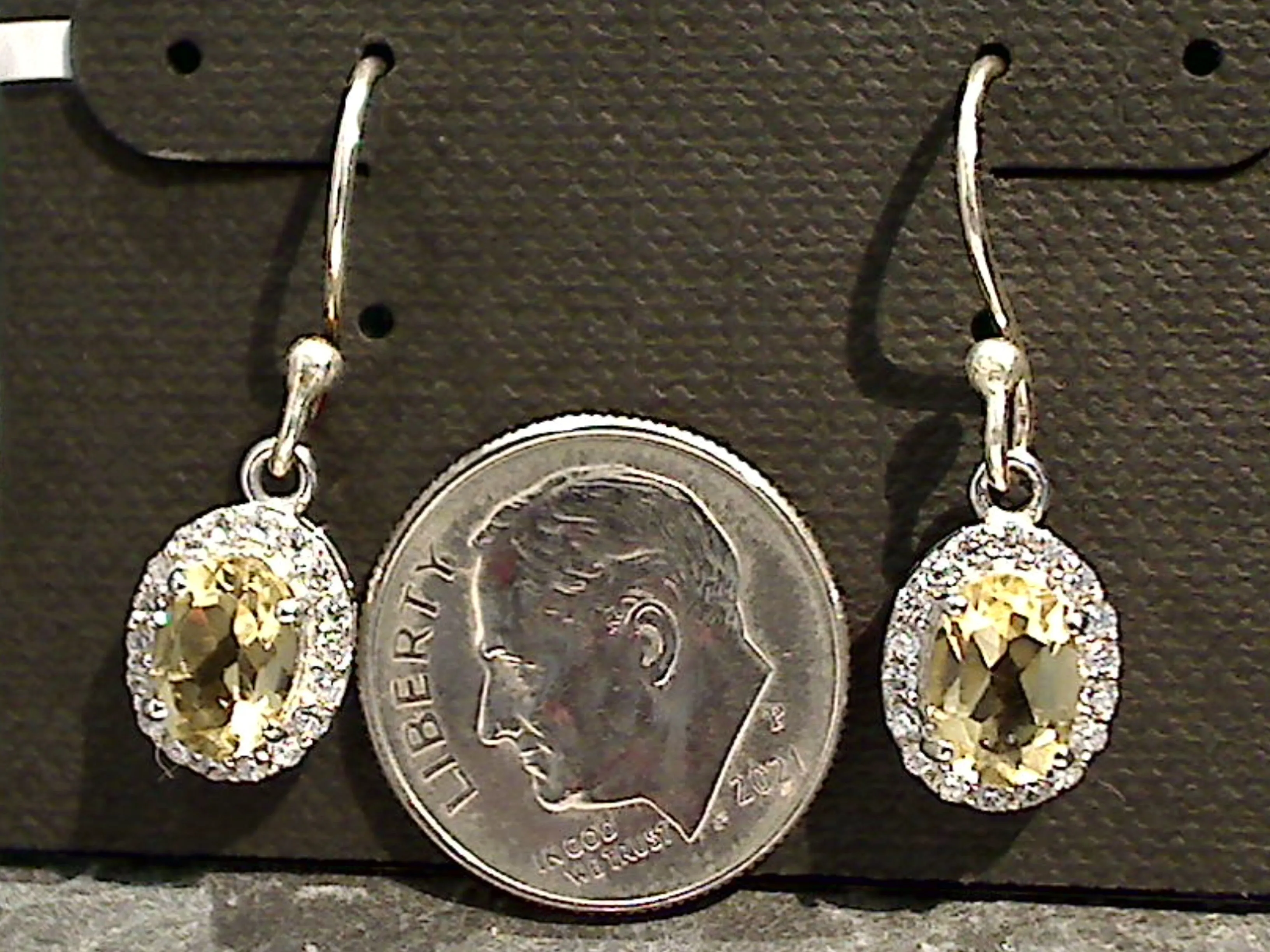 Citrine, CZ, Sterling Silver Earrings