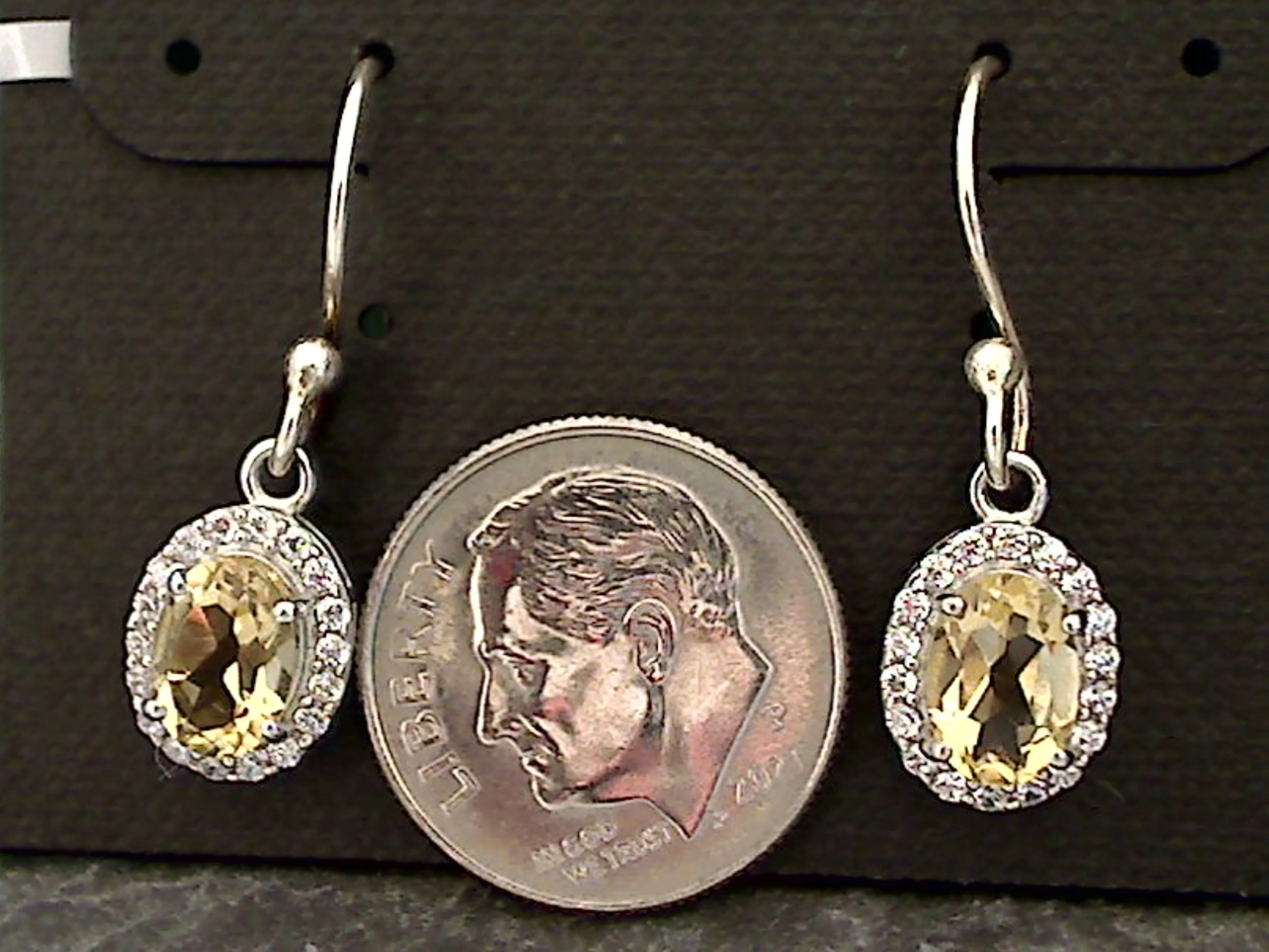 Citrine, CZ, Sterling Silver Earrings