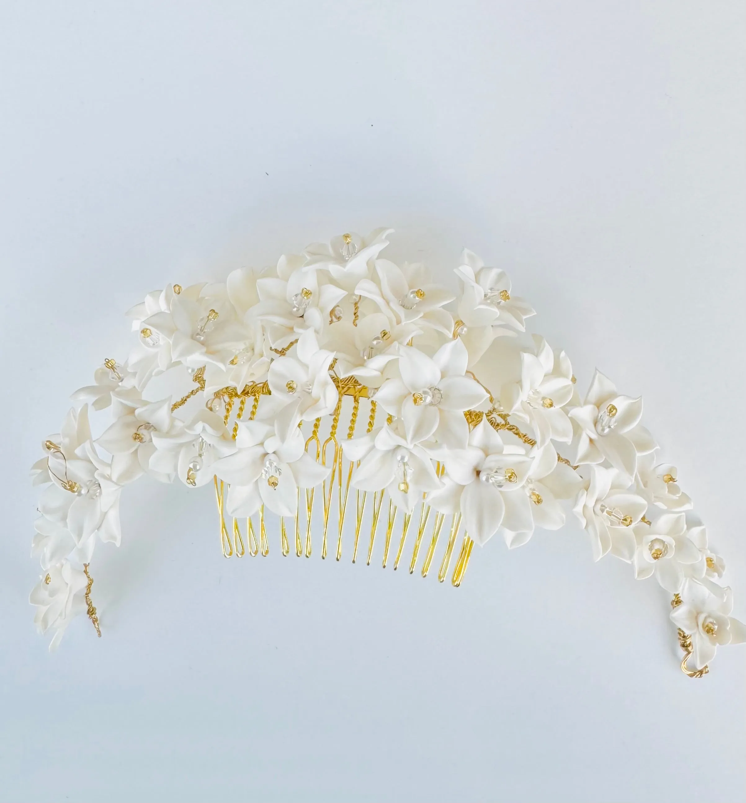 clay flowers hair comb BERENICE- 24007