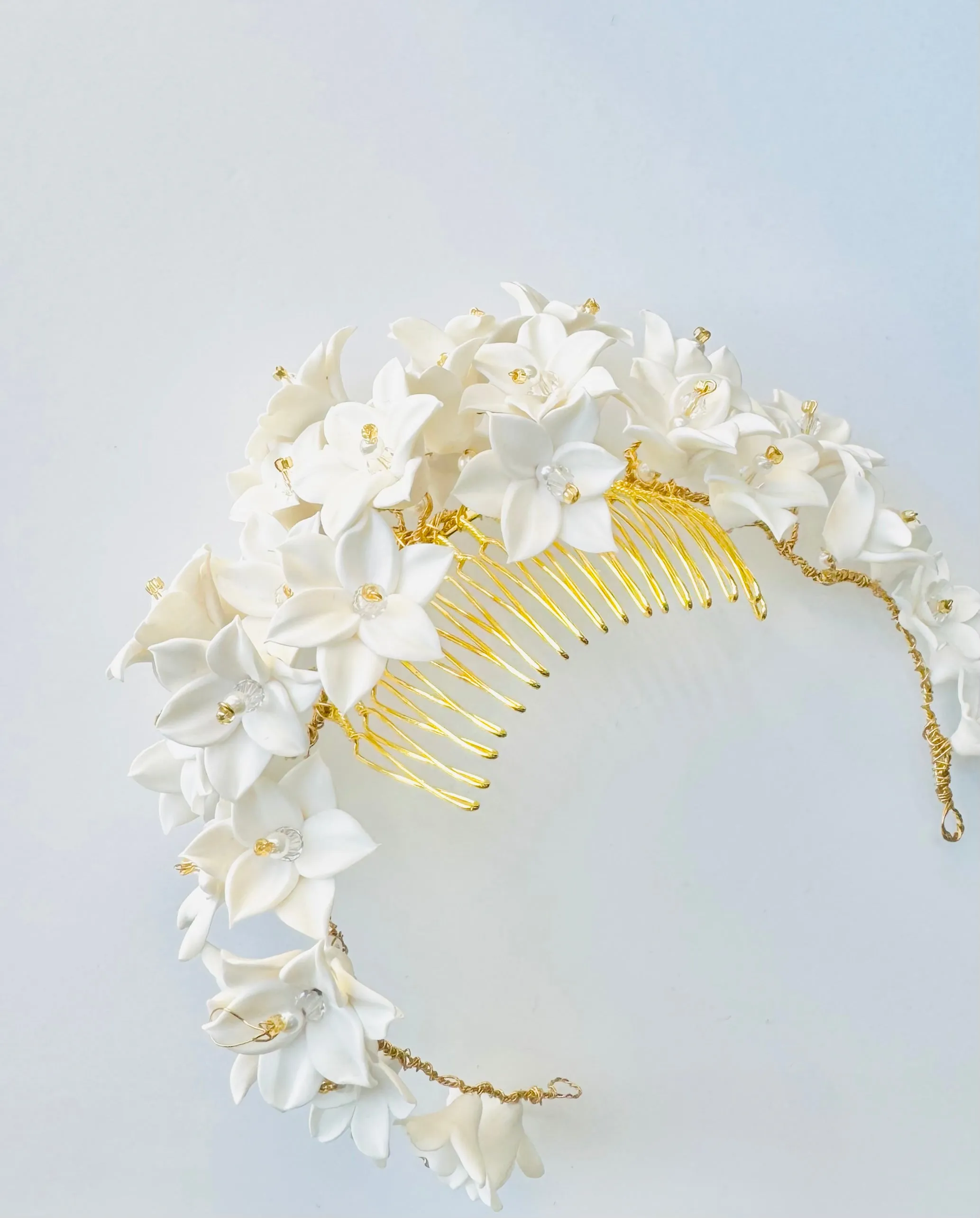 clay flowers hair comb BERENICE- 24007