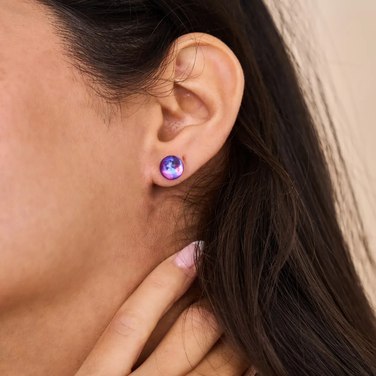 Cosmic Purple | .925 Sterling Silver | Galaxy Glass Stud Earrings