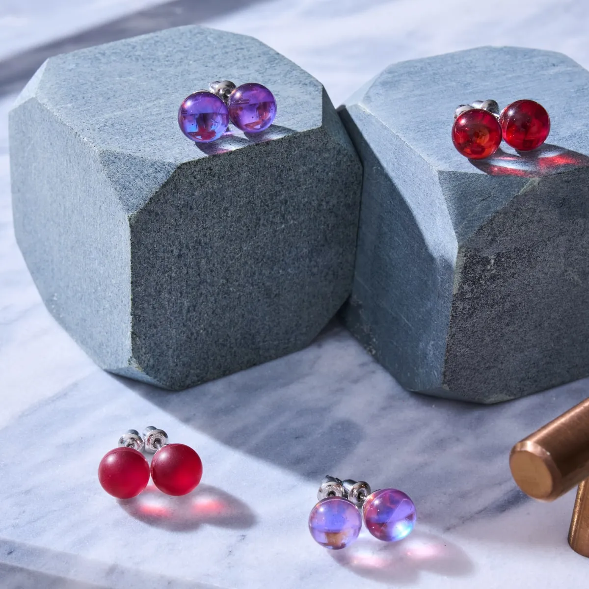 Cosmic Purple | .925 Sterling Silver | Galaxy Glass Stud Earrings