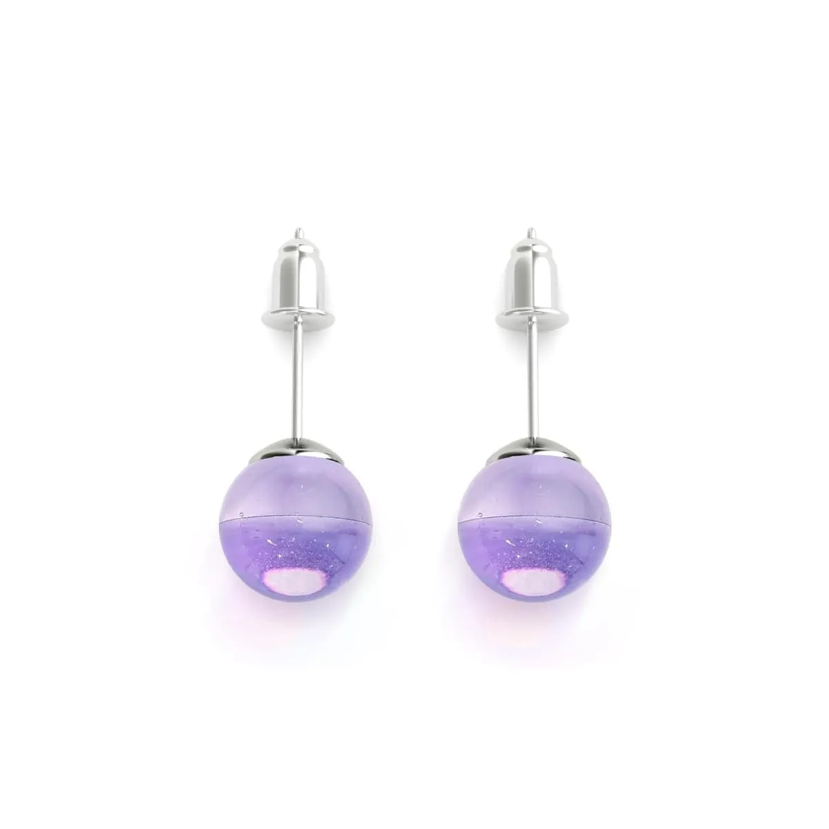 Cosmic Purple | .925 Sterling Silver | Galaxy Glass Stud Earrings
