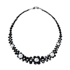 Crystal Beaded Baroque Pearl Necklace Black