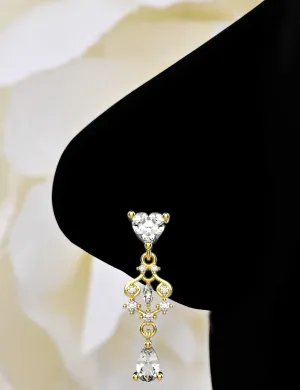 dangle nose stud & diamond nose ring – heart jewelry