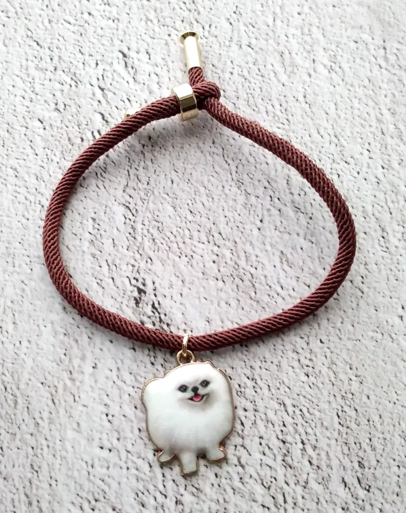 Dani White Pomeranian Corded Slider Bracelet