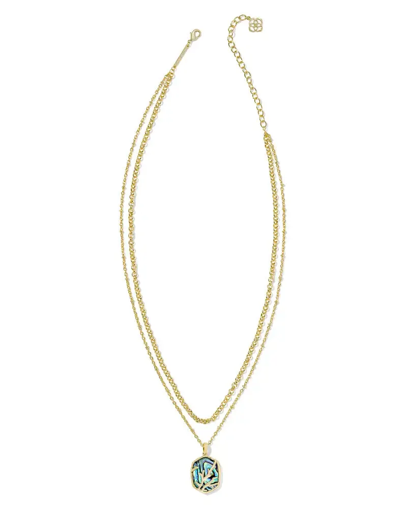 Daphne Coral Frame Multi Strand Gold Abalone Shell