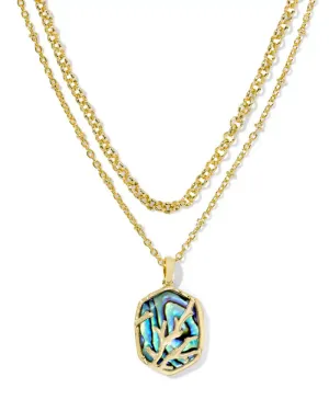 Daphne Coral Frame Multi Strand Gold Abalone Shell