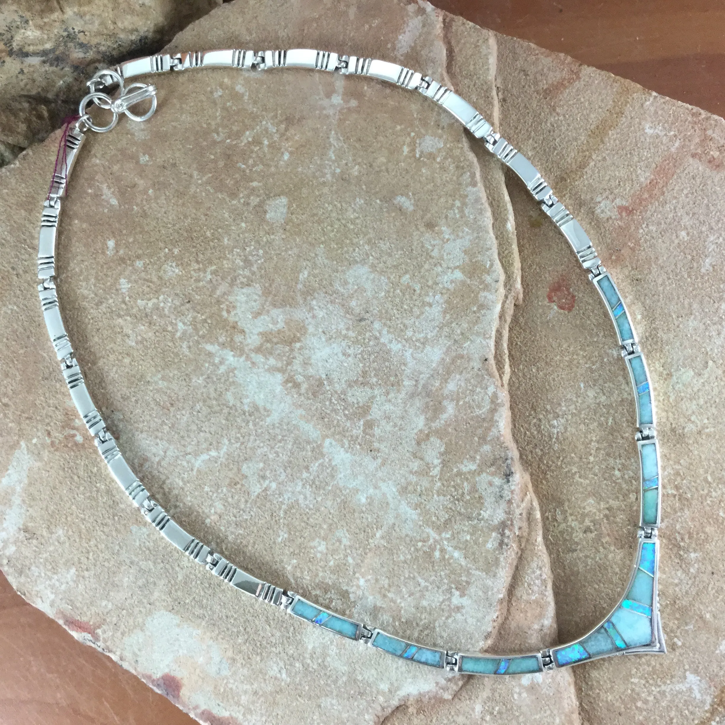 David Rosales Amazing Light Inlay Sterling Silver Necklace