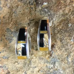 David Rosales Native Earth Inlaid Sterling Silver Huggie Earrings