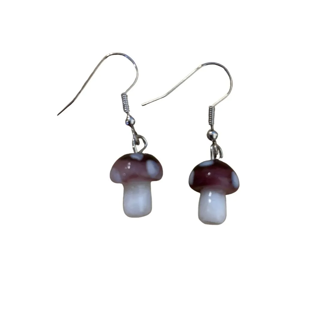 Deep Forest Mushroom Hook Earrings