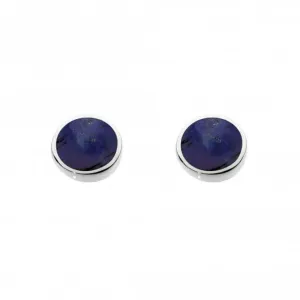 Dew Sterling Silver Round Synthetic Lapis Stud Earrings 3060LP014