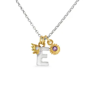 Diamond Love Letter & Amethyst Necklace