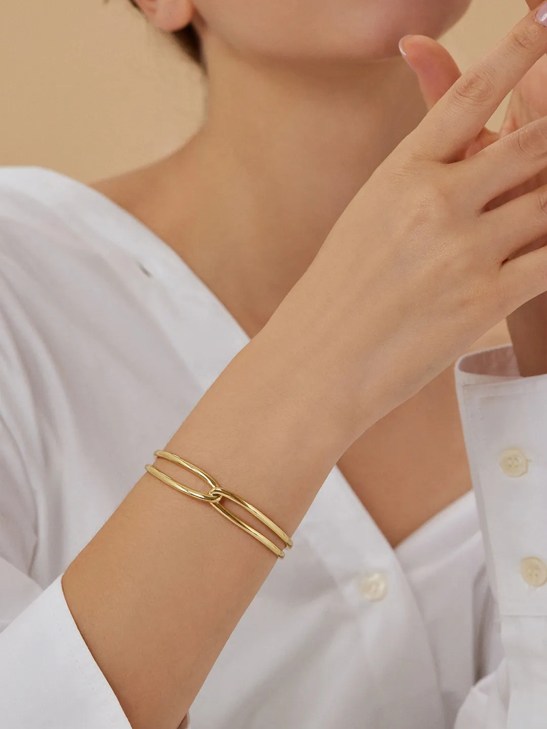 Double-Deck Twist Cuff Bangle