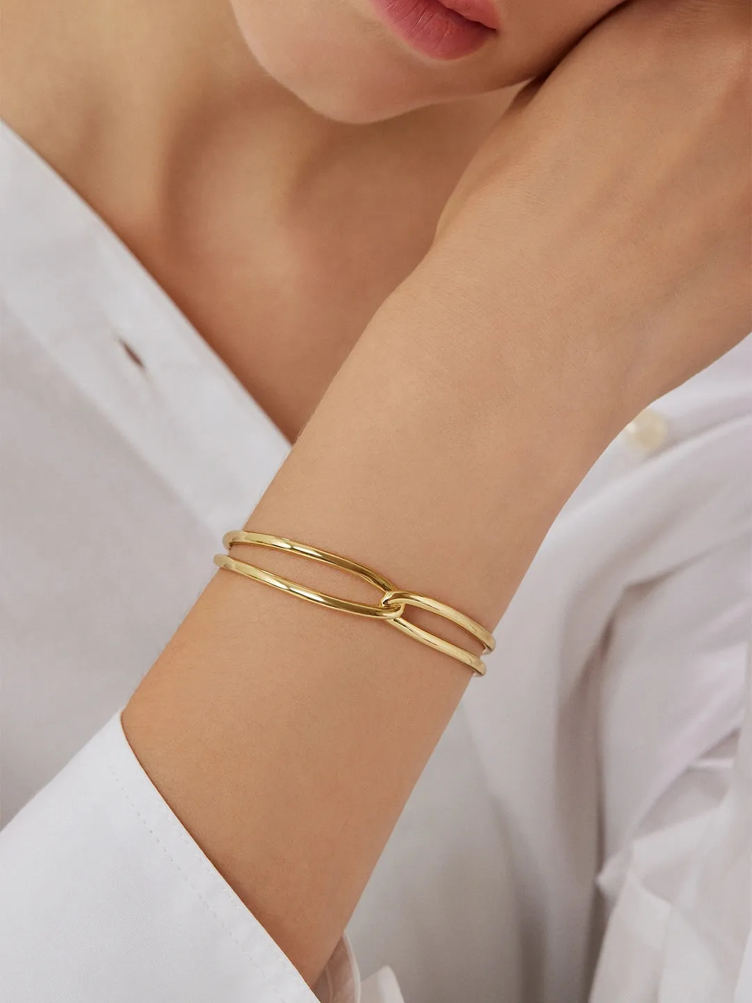 Double-Deck Twist Cuff Bangle
