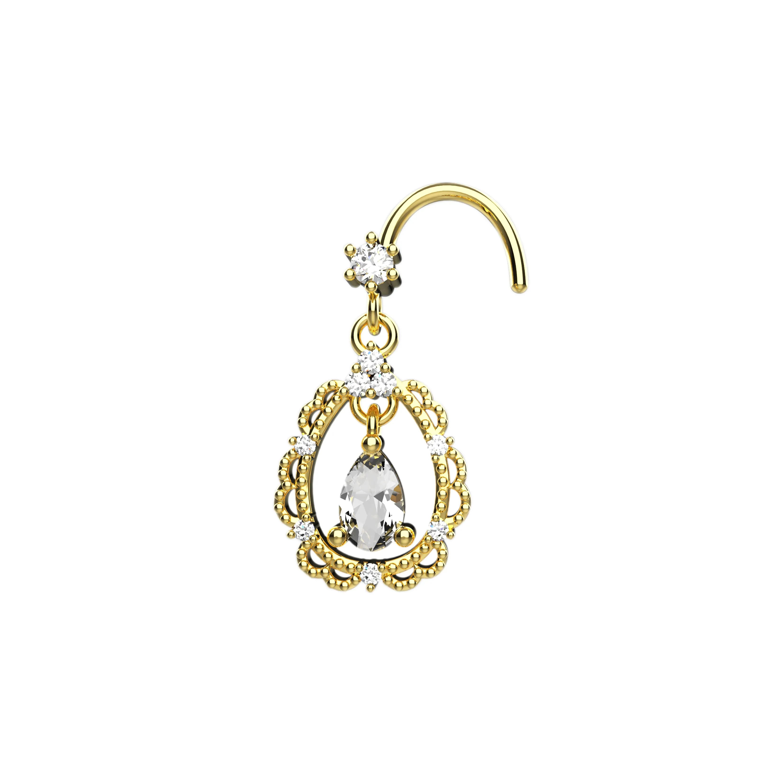 Drop Dangle Nose Ring Stud | Gold Nose Piercing Jewelry