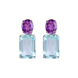 Earrings - Amethyst and Aquamarine Quartz