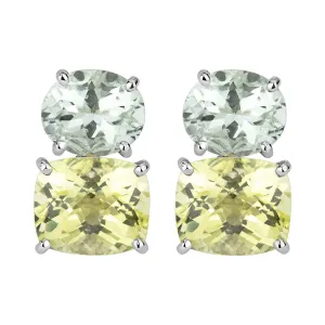 Earrings - Green Quartz And Lemon Quartz