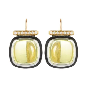 Earrings - Lemon Quartz and Diamond