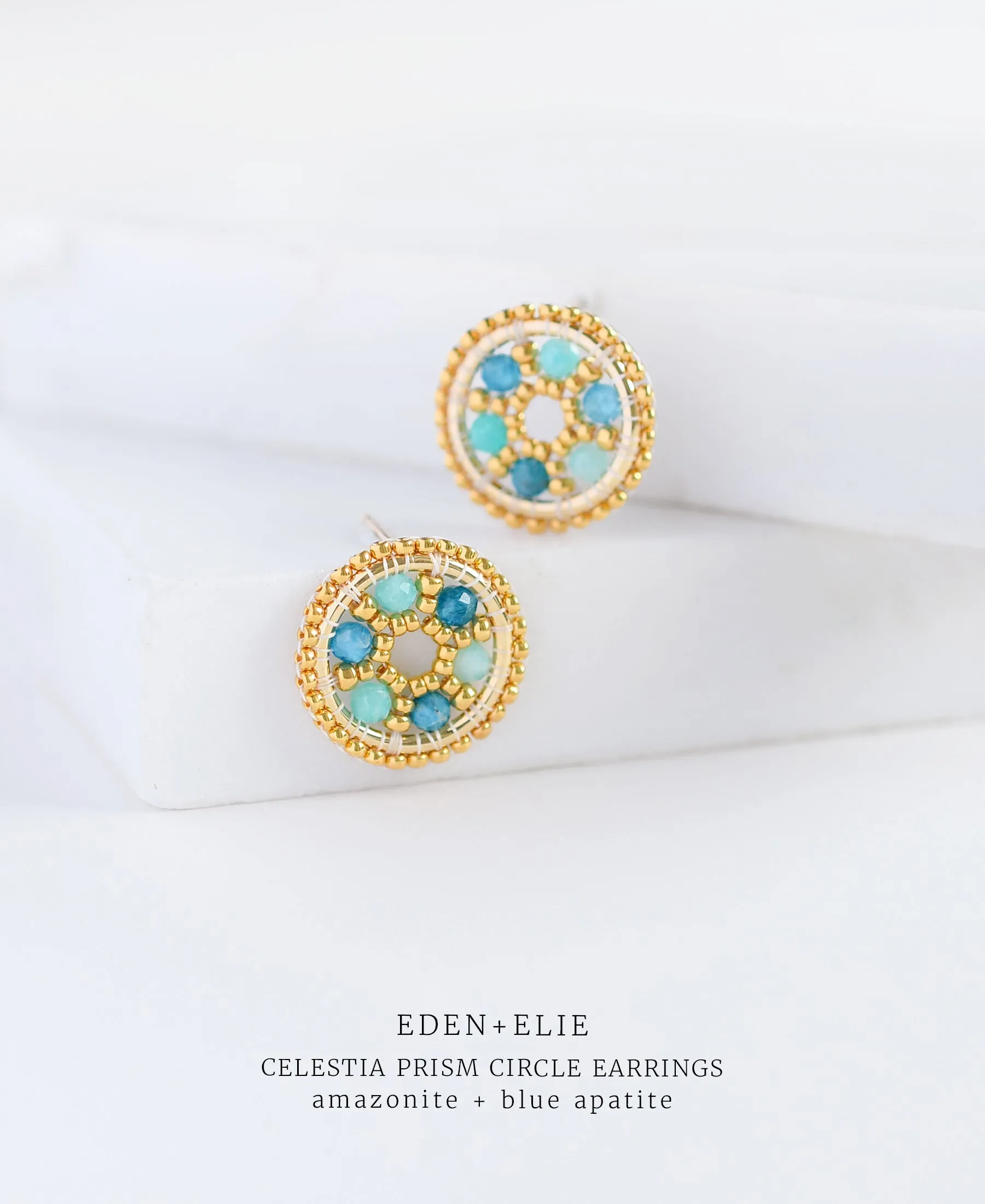 EDEN   ELIE Celestia Prism Circle Earrings - Amazonite   Blue Apatite