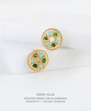 EDEN   ELIE Celestia Prism Circle Earrings - Amazonite   Chrome Diopside
