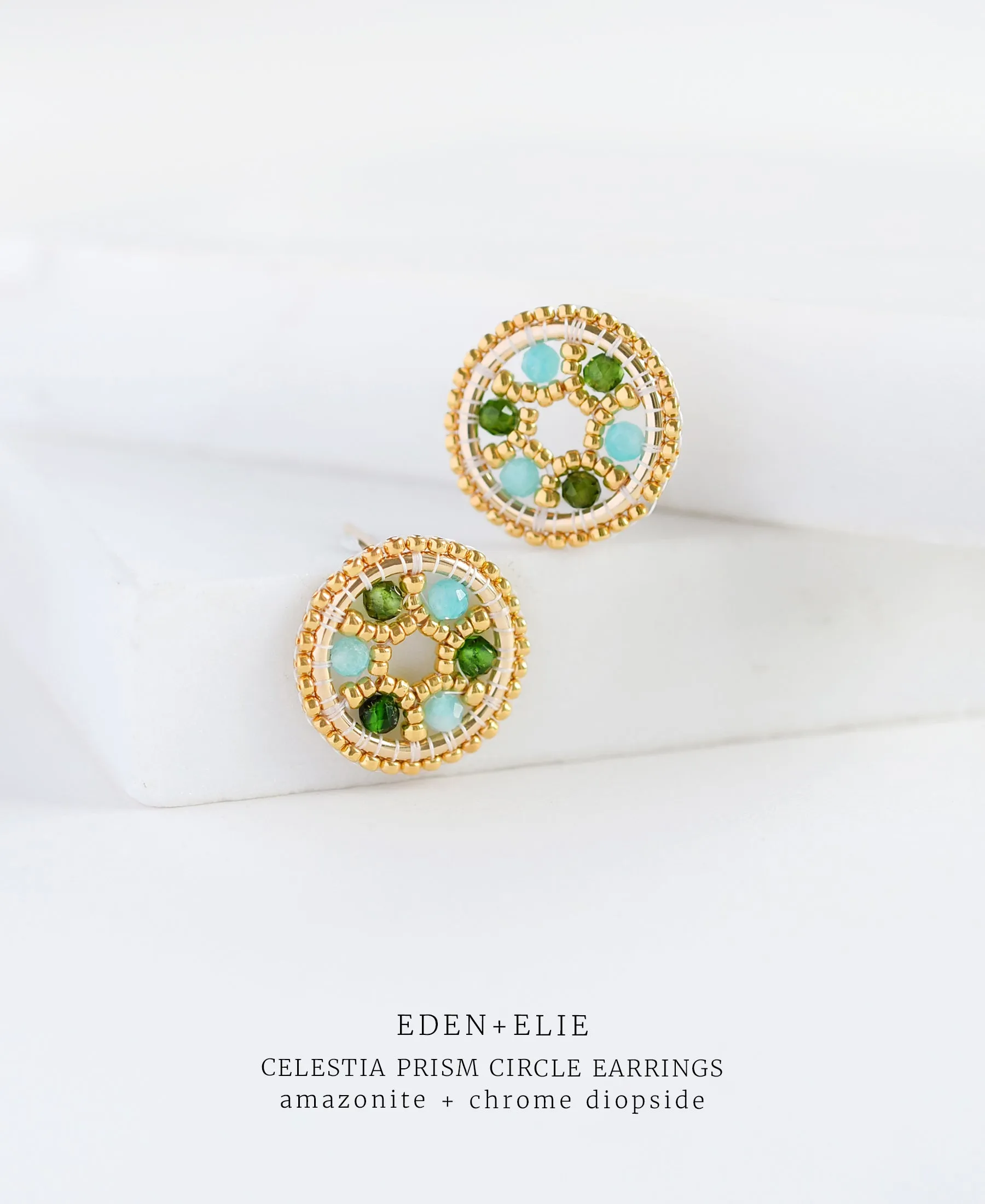 EDEN   ELIE Celestia Prism Circle Earrings - Amazonite   Chrome Diopside
