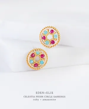 EDEN   ELIE Celestia Prism Circle Earrings - Ruby   Amazonite