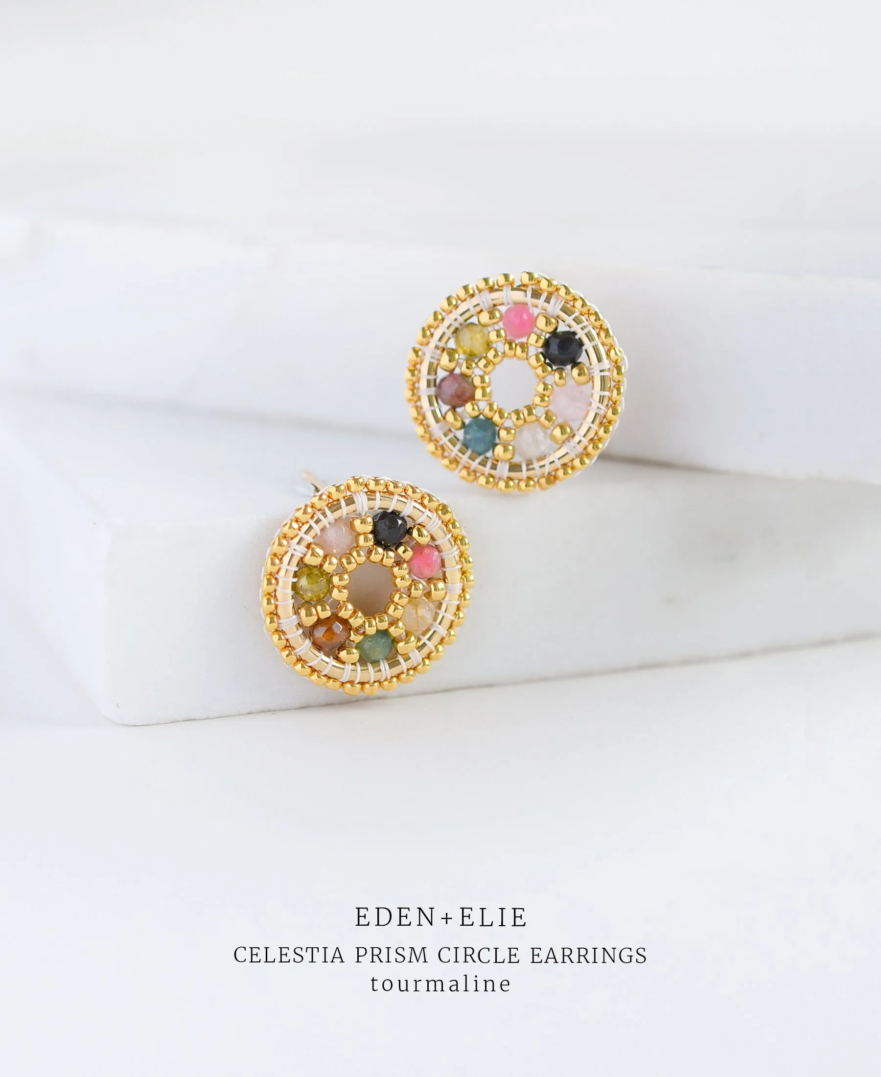 EDEN   ELIE Celestia Prism Circle Earrings - Tourmaline