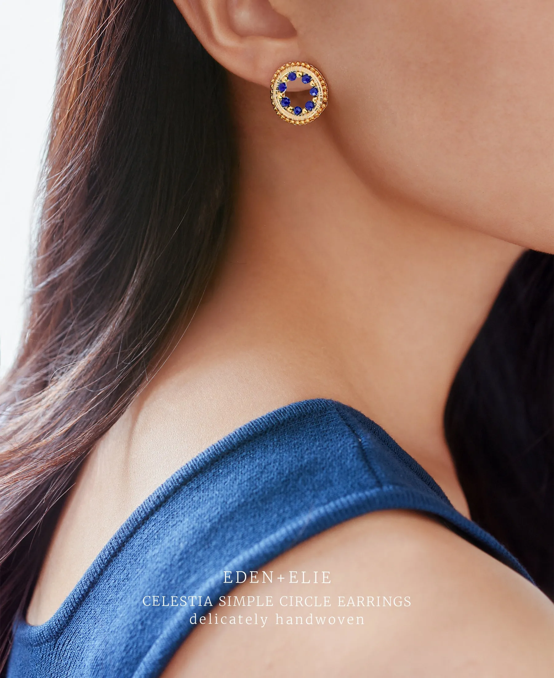 EDEN   ELIE Celestia Simple Circle Earrings - Dark Turquoise