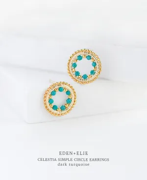 EDEN   ELIE Celestia Simple Circle Earrings - Dark Turquoise