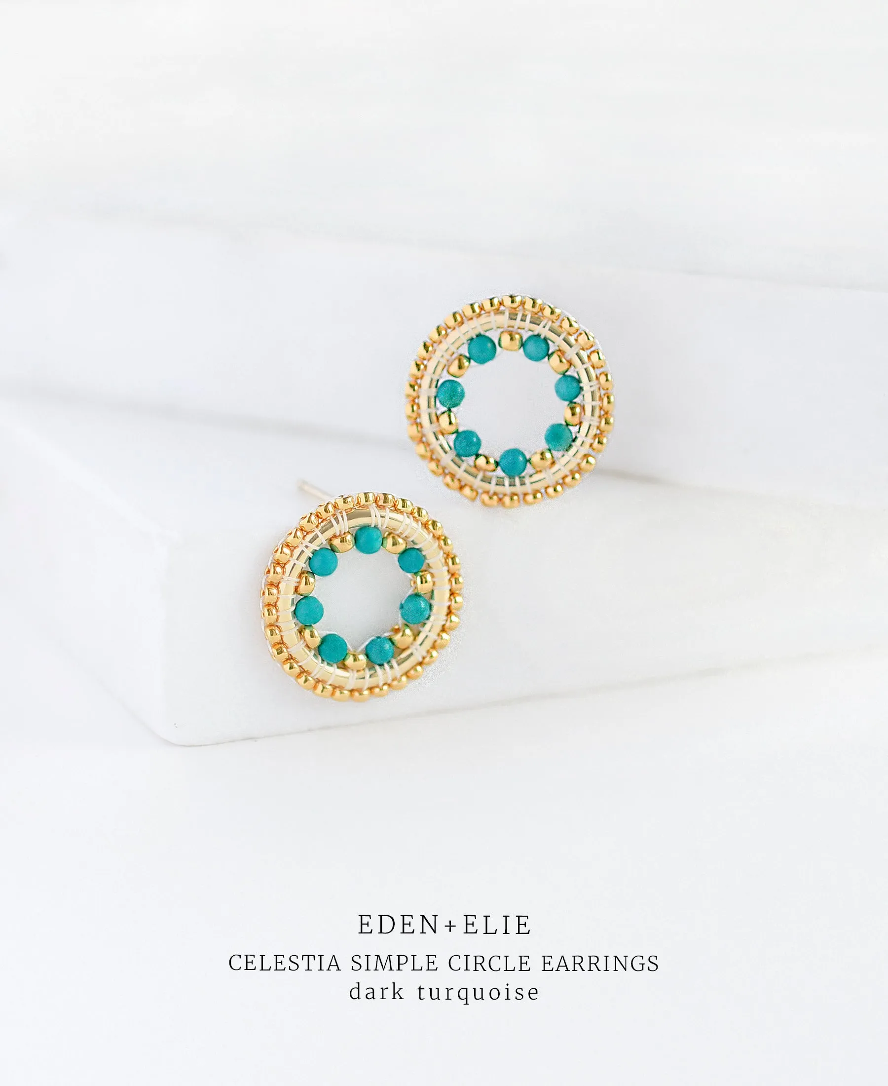 EDEN   ELIE Celestia Simple Circle Earrings - Dark Turquoise