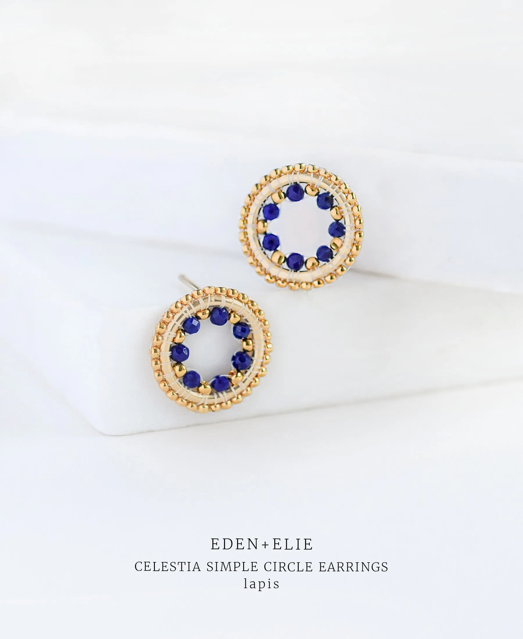 EDEN   ELIE Celestia Simple Circle Earrings - Lapis