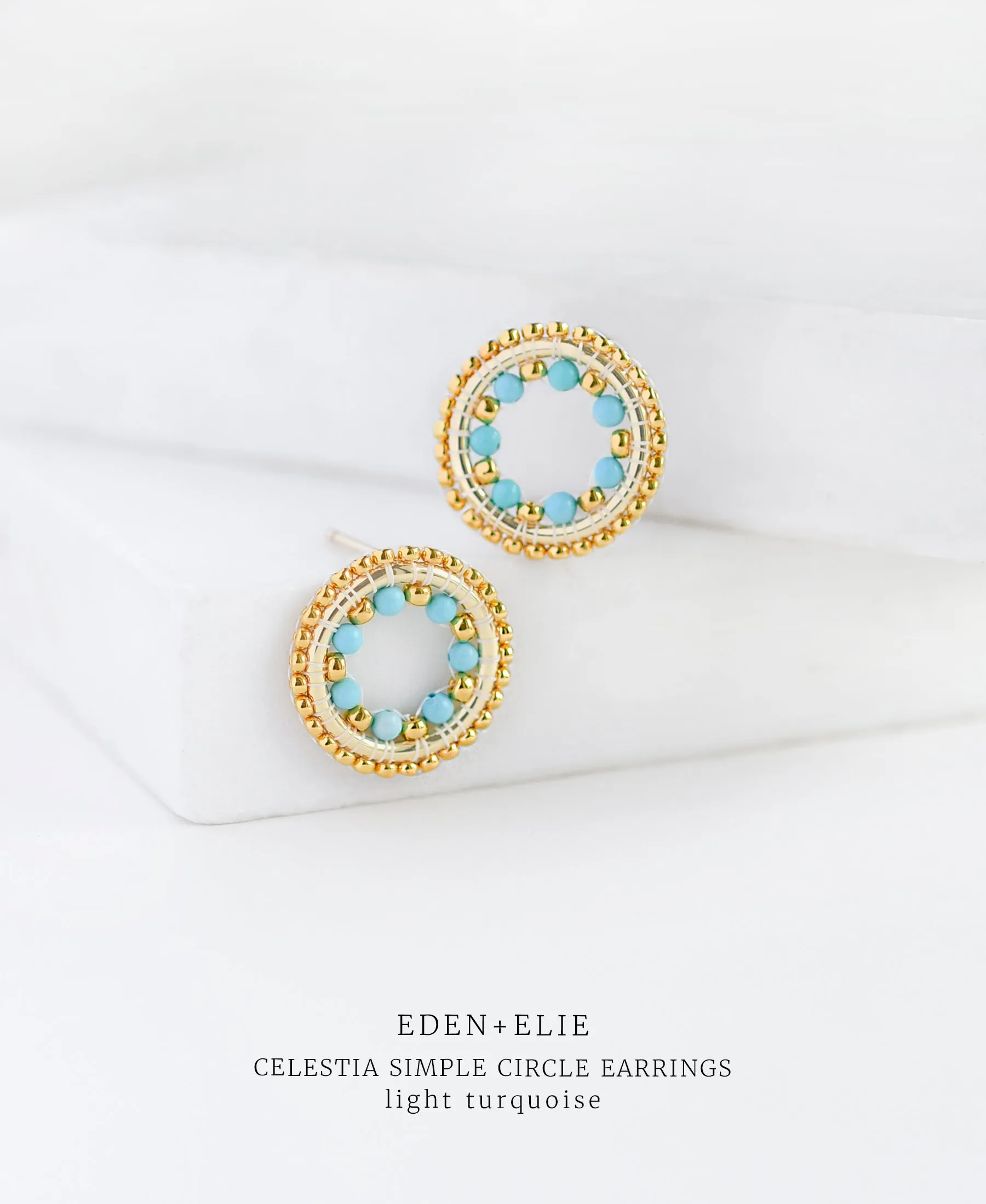 EDEN   ELIE Celestia Simple Circle Earrings - Light Turquoise