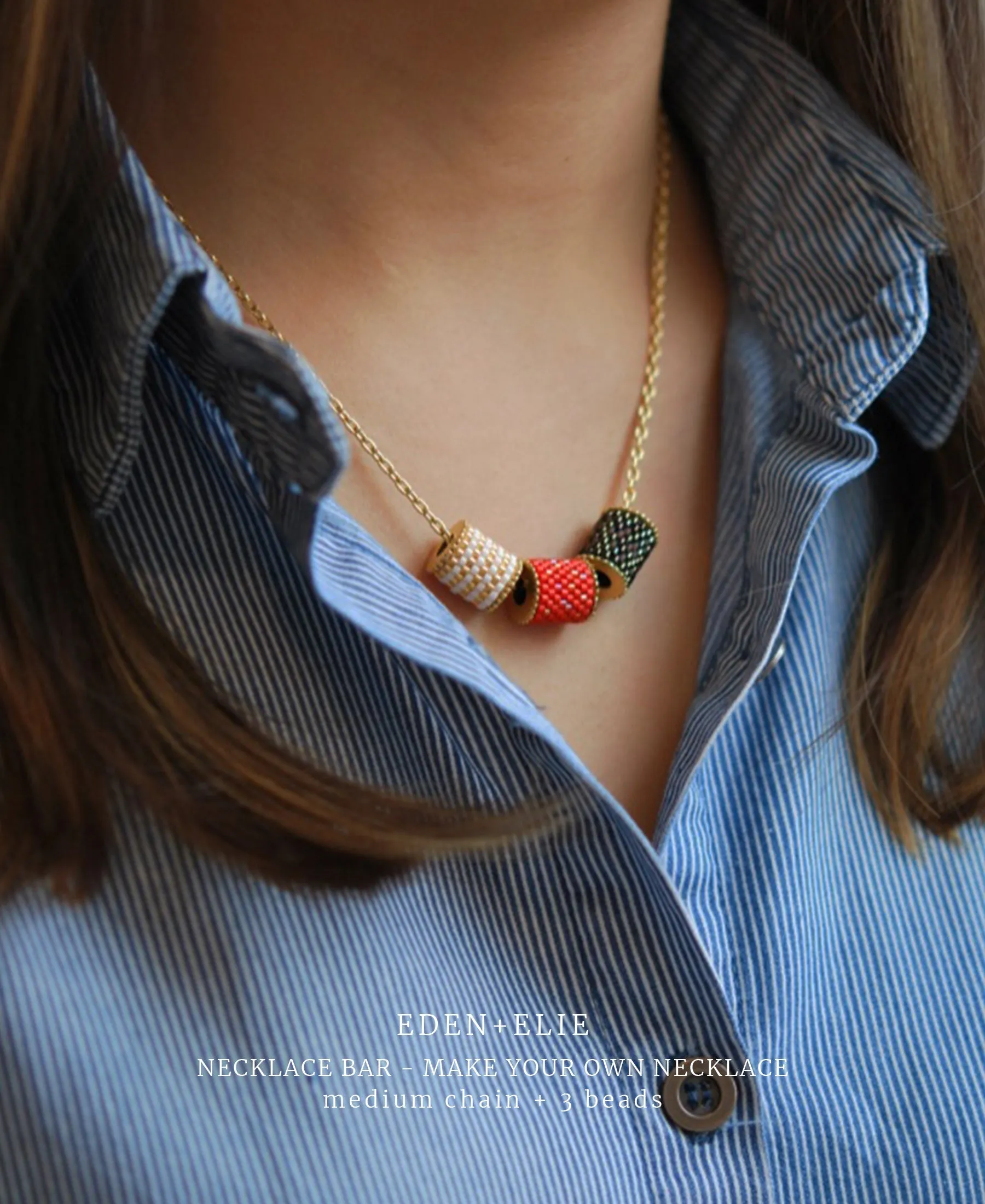 EDEN   ELIE Single bead with chain - Coral Red