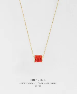EDEN   ELIE Single bead with chain - Coral Red