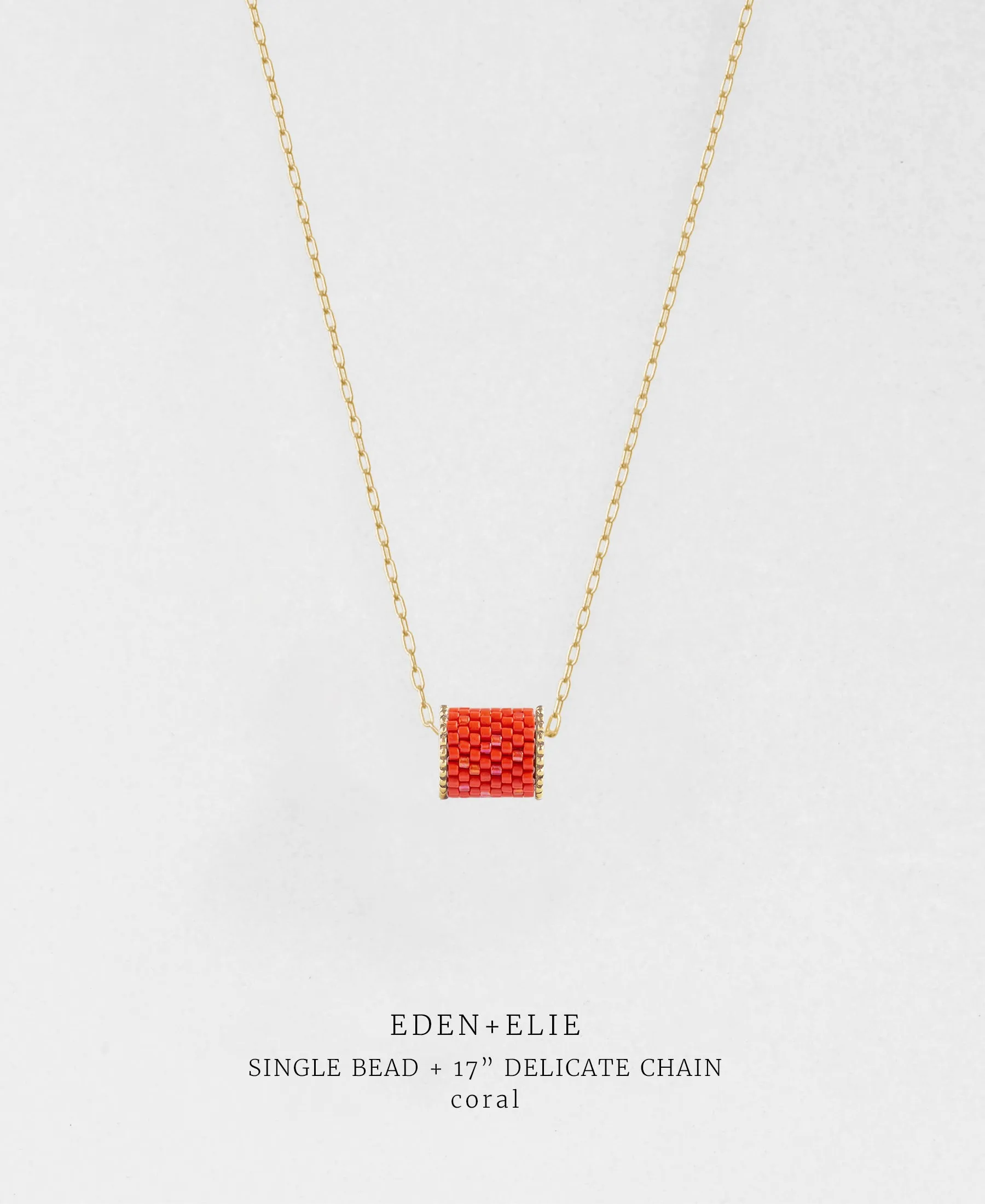 EDEN   ELIE Single bead with chain - Coral Red